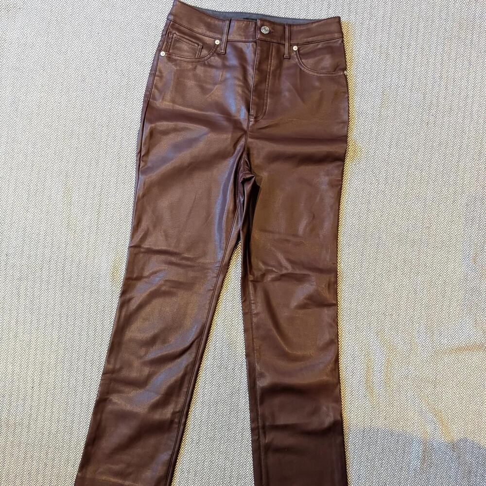 Brown faux leather pants- 90's Slim, Super High Rise Express (2) Y2K Edgy Rocker